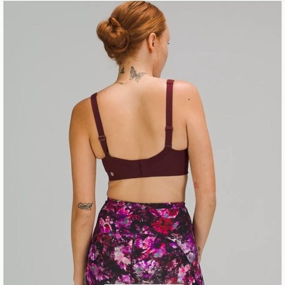Lululemon Run Times High Support Bra D-DD Cups Red Merlot Adjustable Straps Brea - Picture 2 of 8